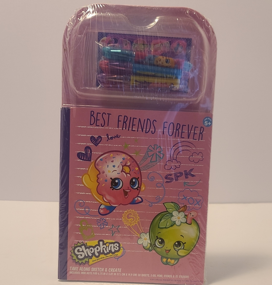 Shopkins Take Along Sketch & Create Set Gel Pens Stickers Note Pad NEW